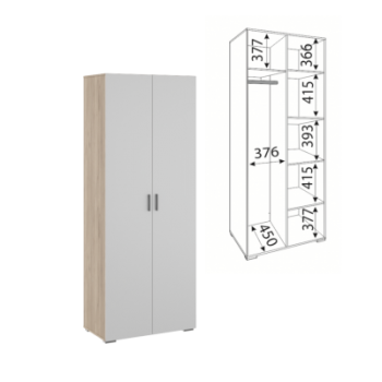 М03 Шкаф 2х дверный полки/штанга