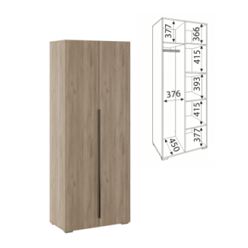 М03 Шкаф 2х дверный полки/штанга