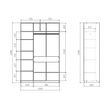 шкаф-купе слим (slim) bs15-6_zd на 1500 белый3